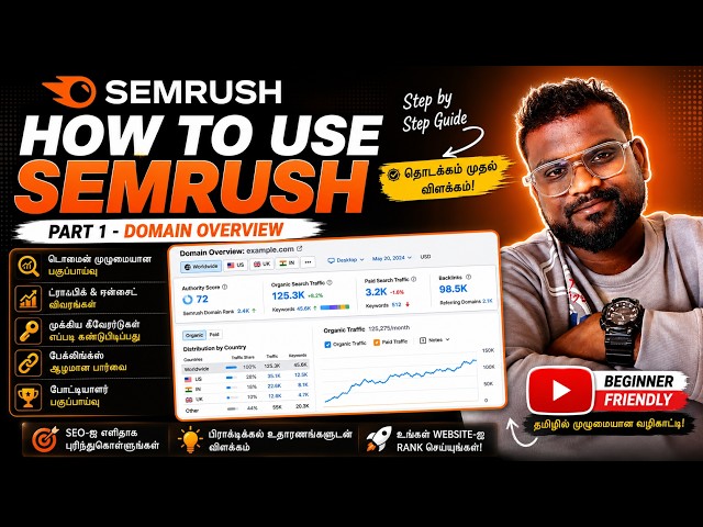 SEMrush Tutorial in Tamil | Part 1 - Domain Overview | Complete Beginner Guide #SEMrushintamil