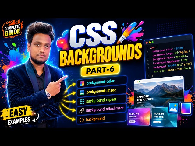 CSS Backgrounds Tutorial in Hindi | Background Color, Image, Repeat, Attachment & Shorthand | Part-6