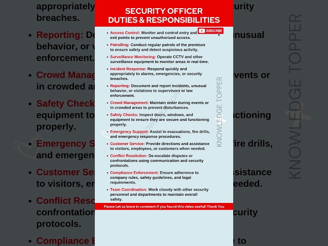 Security Officer Job Duties and Responsibilities