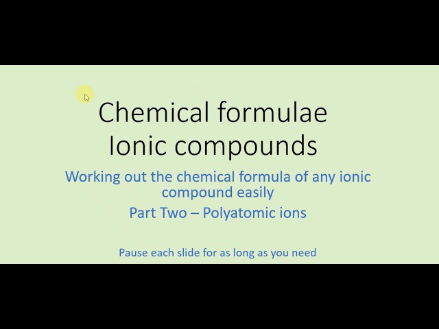 Chemical Formulae Ionic Compounds P2