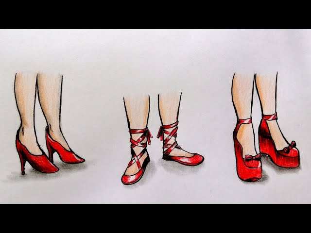 How to draw girl shoes | girls feet