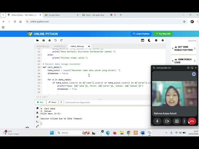 DEMONSTRASI PROGRAM SEDERHANA FLOWCHART DAN BAHASA PYTHON DAFTAR TENAGA KESEHATAN