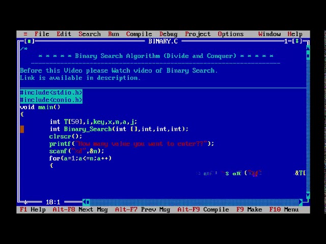C Program for Binary Search Algorithm (Divide and Conquer)