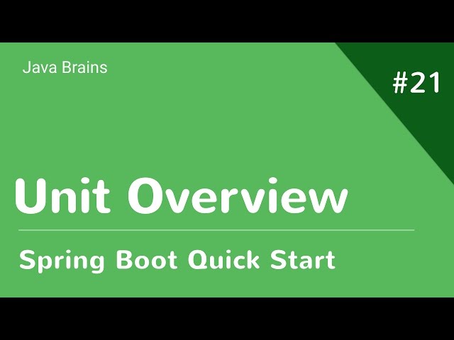 Spring Boot Quick Start 21 - Unit Overview