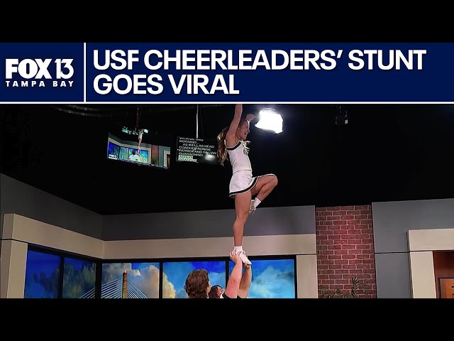 USF cheerleaders’ daring stunt goes viral