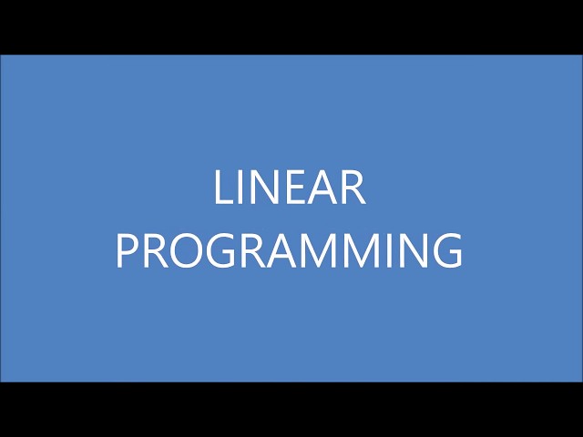 what is linear programming