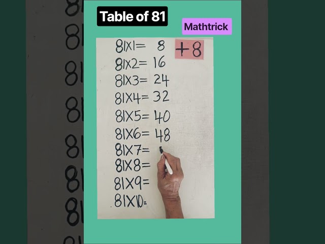 Table of 81 #mathtrick  #fast learning #Montessori made easy