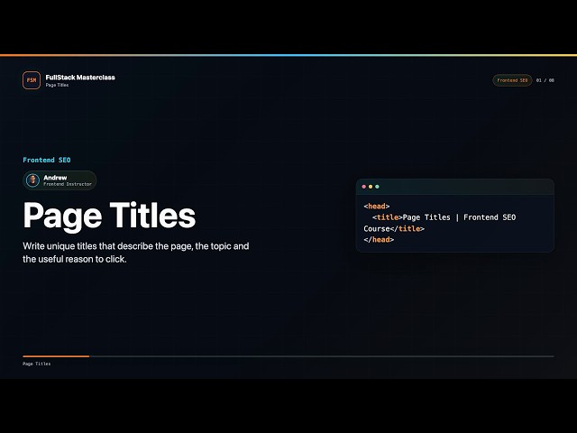 Page Titles Explained | FullStack Masterclass Frontend SEO Course
