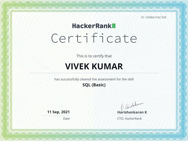SQL Basic Skill Certification Test on #Hackerrank #DetailsCode #EarnedFreeCertificate #Analitcs