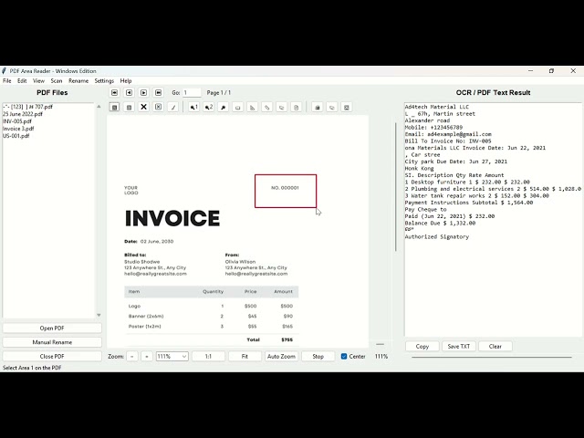 PDF Scan/Read/Rename File
