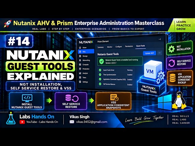 #14 Nutanix Guest Tools (NGT) | Install NGT, Enable VSS & Self Service Restore for AHV VMs