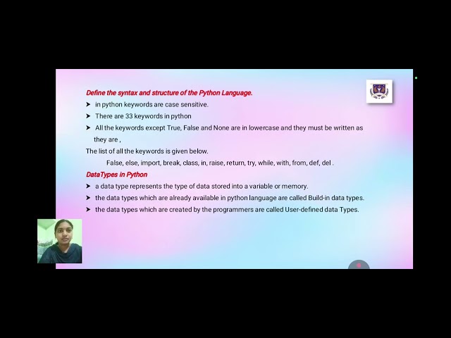 LCS : PYTHON Part 1 |  Ms. R SUGANYA | CS