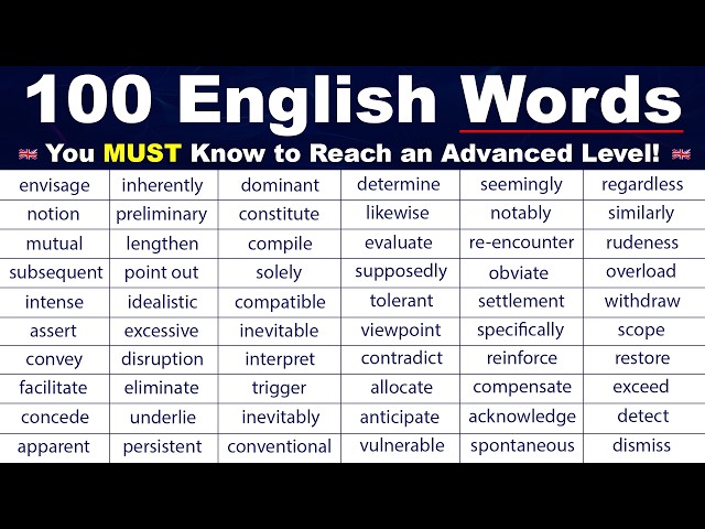 100 English Words You MUST Know to Reach an Advanced Level!