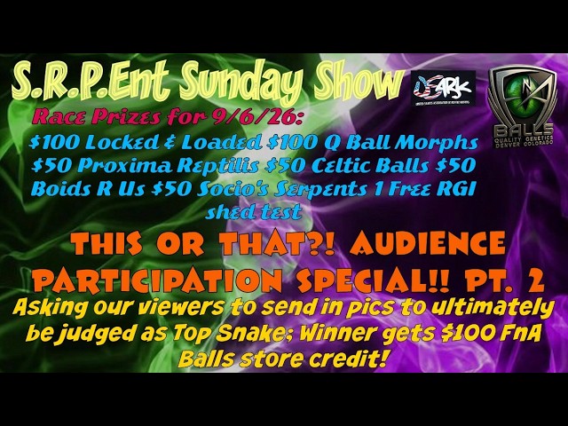 S.R.P.Ent Sunday Show 9/6/26 This or That?! Audience Participation Special Pt. 2