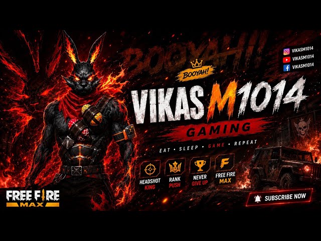 FREE FIRE LIVE👻GARENA FREE FIRE💀 live rank push!!          VIKAS M1014#freefire #totalgaming #fflive