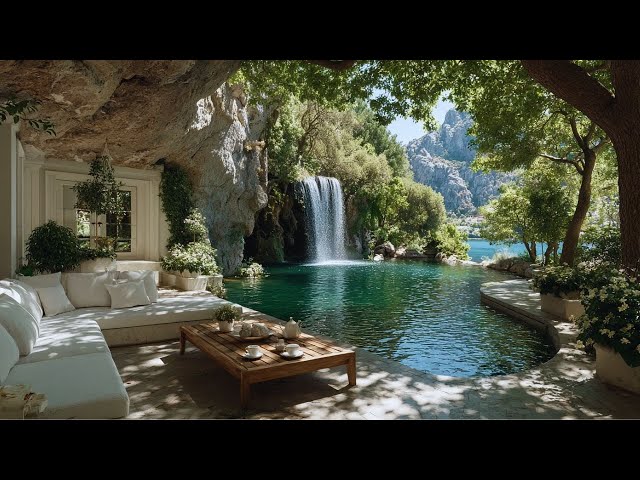 Waterfall Patio Retreat | Birdsong & Nature Sounds for Relaxation and Stress Relief