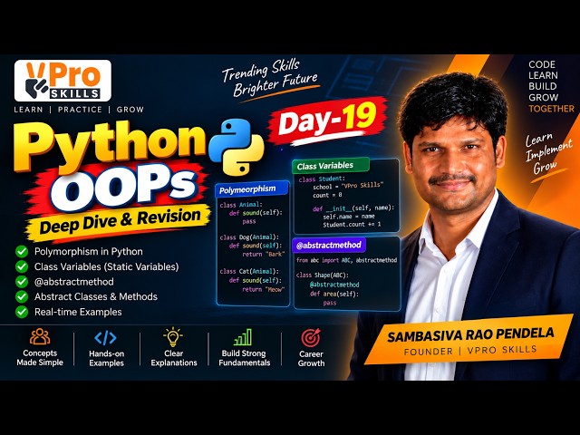 Day-19 | Python OOPs: Polymorphism, Class Variables & @abstractmethod