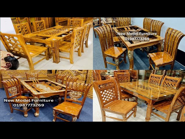 Wooden modern dining table and modern chairs design | Wooden luxury dining sets design 2025