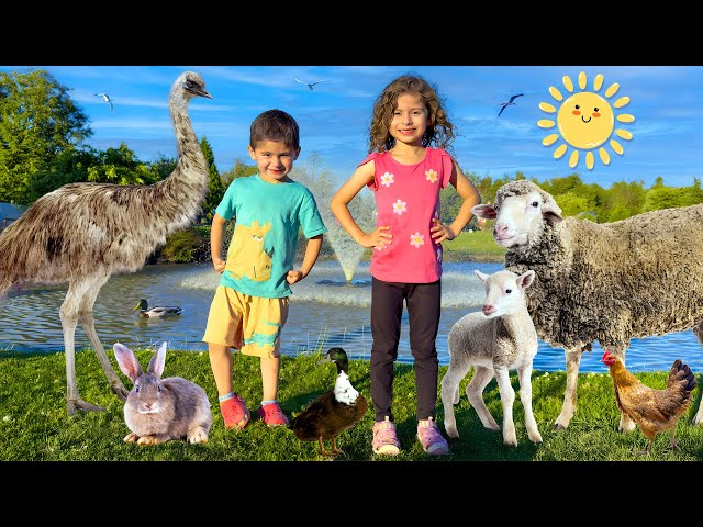 Neva & Nali Visit the Family Farm 🐴🦆🐐 | Learning Animal Names & Sounds for Kids!