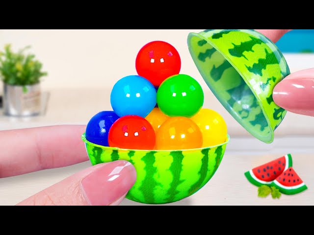 Yummy Rainbow Jelly Ball | Satisfying Miniature Fruit Rainbow Jelly | Tiny Watermleon Jelly Recipe🍉