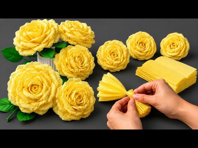 Turn Tissue Paper Into Beautiful Flowers DIY Step by Step Easy Tutorial 