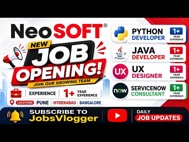 NeoSoft Job Openings | Java Developer, Python Developer, UX Designer| Pune Bangalore 