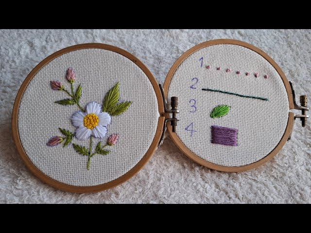 ⭐ Mastering Basic Embroidery Stitches + Beautiful Flower Design Tutorial