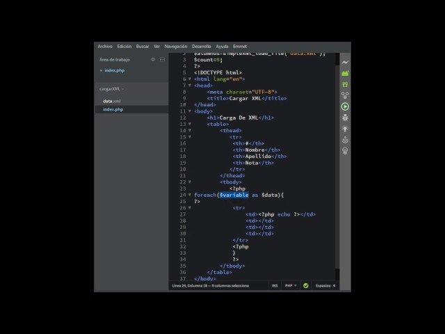 cargar archivo XML en PHP
