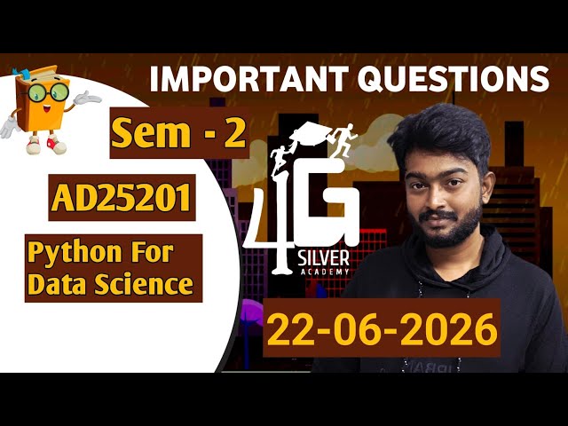 Python for Data Science important questions AD15201 Sem 2 22/06/2026 Exam