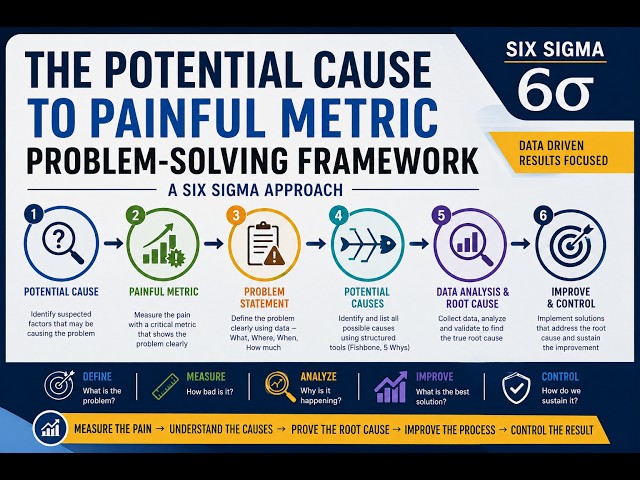 Potential cause to Painful metric to problem solving Framework_Six Sigma