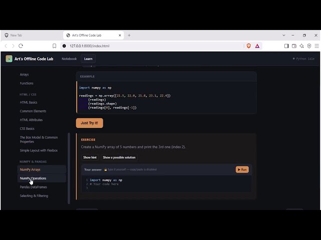 Offline Code Lab - a Coding Notebook for Places With No Internet