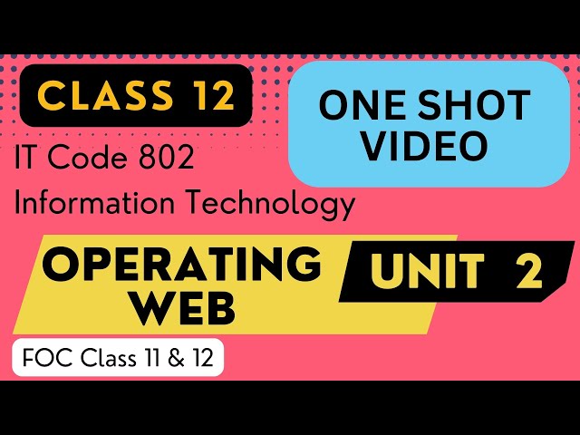 Unit 2: Operating Web | One Shot | Information Technology IT Code 802 | Class 12 CBSE Board Exam