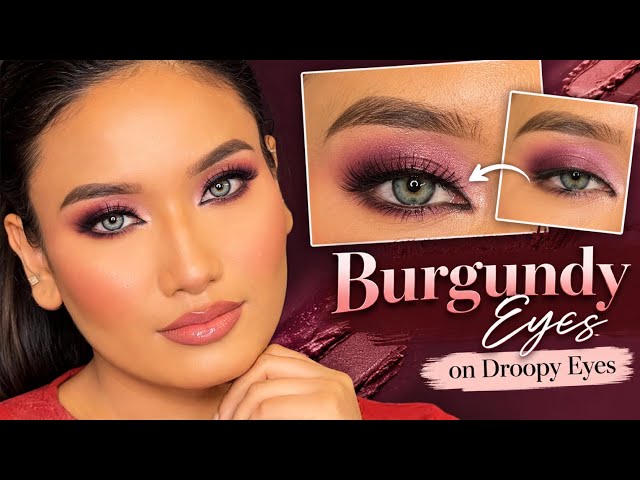 Burgundy Smokey Eye Makeup for Droopy Eyes | Easy Eye Makeup Tutorial #eyemakeup #burgundy 