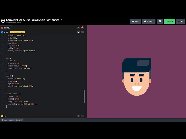 ASMR Programming - CHARACTER FACE in HTML & CSS - No Talking