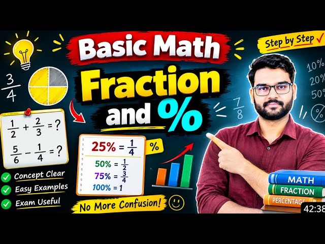 basic math 📐📊📚 fraction and ℅