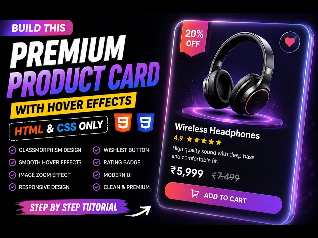 Build a Premium Product Card with Hover Effects | HTML & CSS Tutorial 🔥