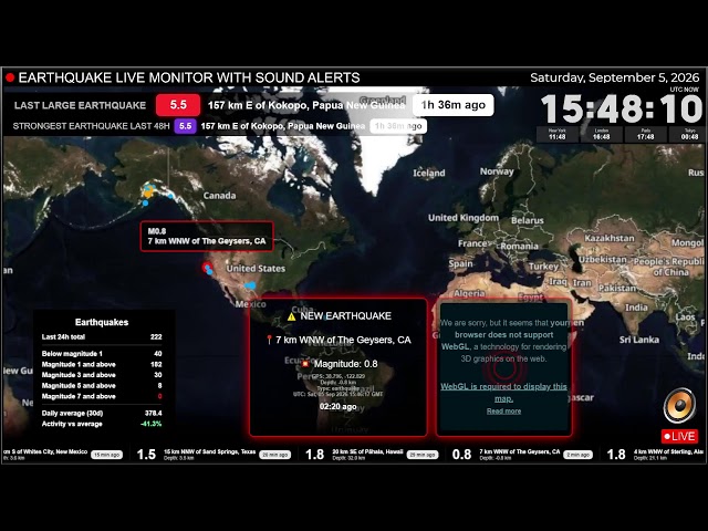 ⚠️ EARTHQUAKE 🔴 LIVE MONITOR #MAP