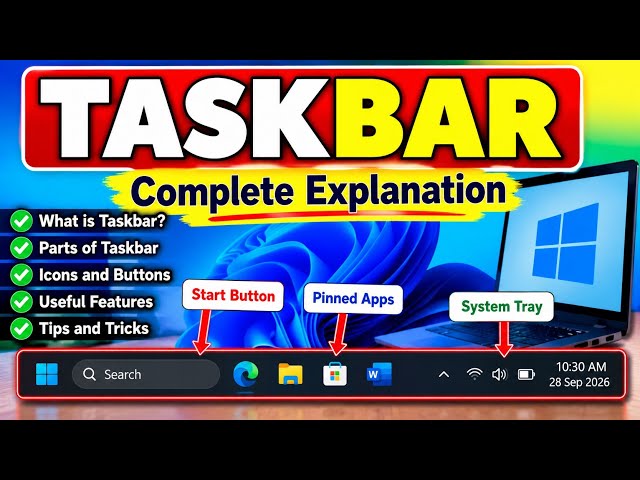 What is Taskbar? | Complete Explanation of Taskbar | Basic Computer Tutorial
