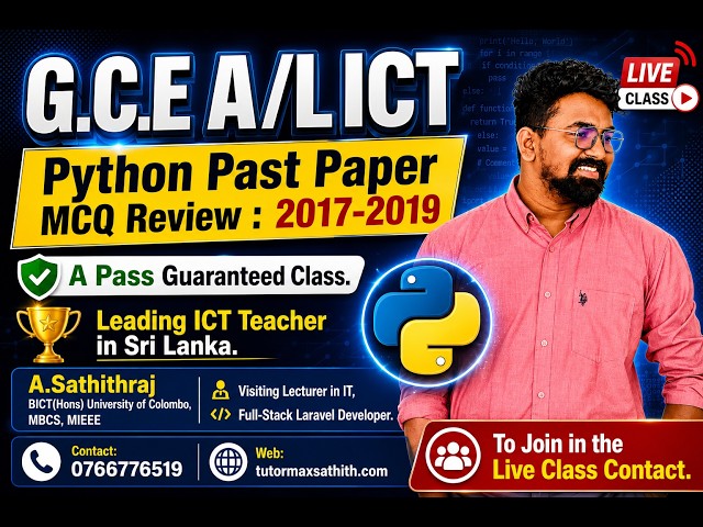 3. Python Past Paper MCQ Review 2017–2019 | G.C.E A/L ICT Revision