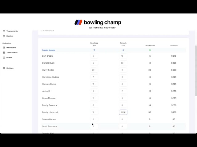 Bowling Champ Brackets | Bowling Champ Tutorial