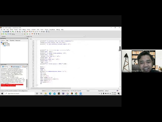 R1B G1 Parking System using C Programming with Code Blocks