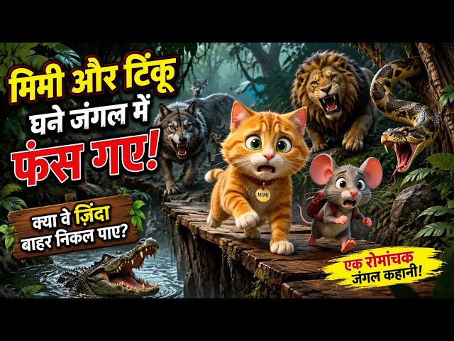 Mimi & Tinku Trapped in a Dangerous Jungle! 😱 Lion, Wolf Adventure | Animated Story@Mimitinkutoons