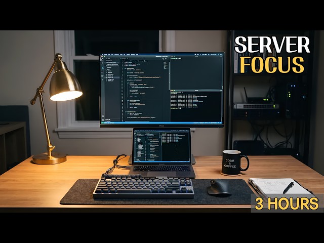 Server Focus Desk (3 Hours) | Terminal Ambient for Coding
