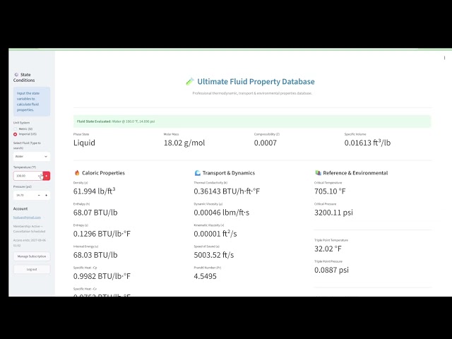 Ultimate Fluid Property Database: Thermodynamic & Transport Properties Calculator