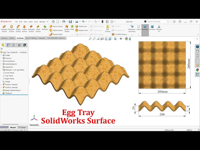 SolidWorks Surface Modeling-Egg Tray