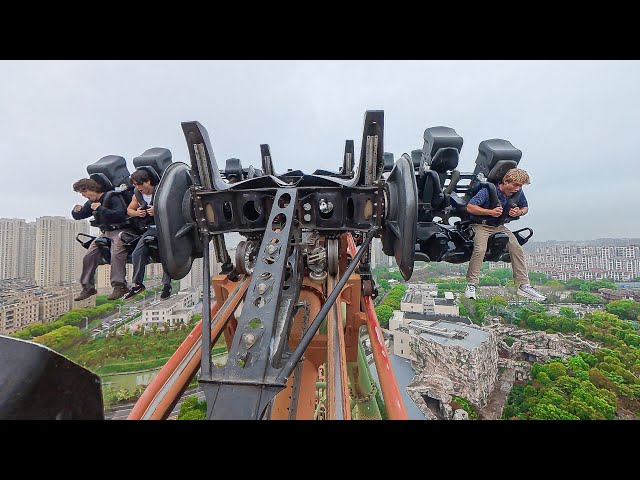 Watch the Seats FLIP - World's Fastest 4D Coaster - Dinoconda at China Dinosaurs Park