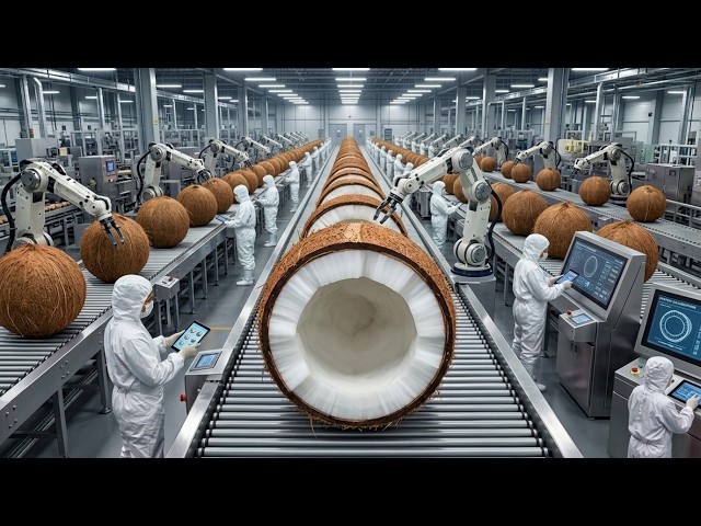 ASMR Relaxing & Satisfying Video of Coconut Milk in Factory