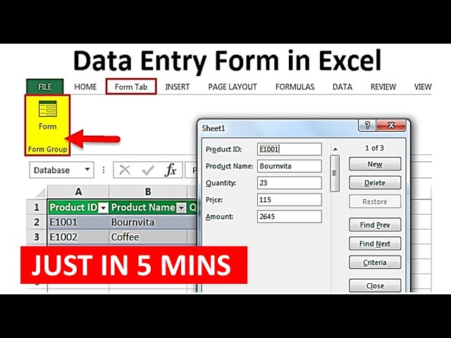 JUST IN 5 MINS | Create fully automated data entry user form in microsoft excel without vba code