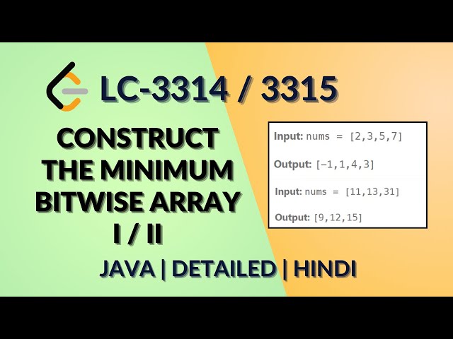 Construct the Minimum Bitwise Array I Leetcode 3314 Java-Hindi