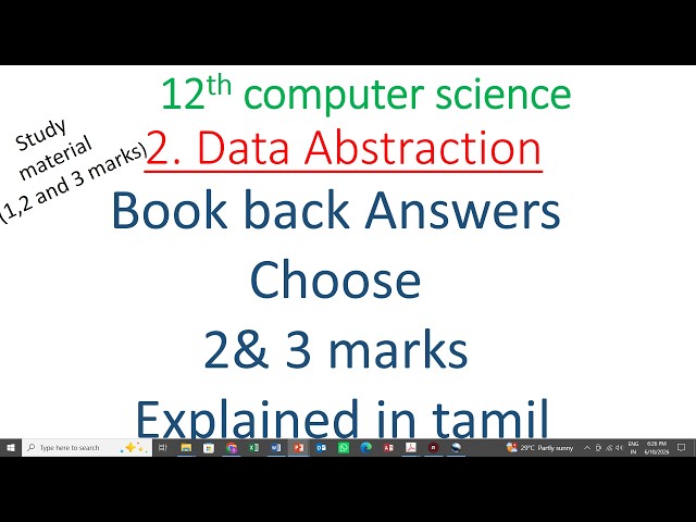 12th cs chpater 2 book back answers | 1,2 and 3 marks
